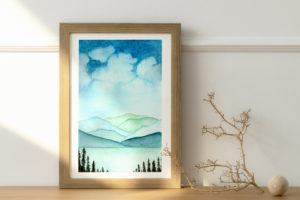 Aquarelle paysage montagnes