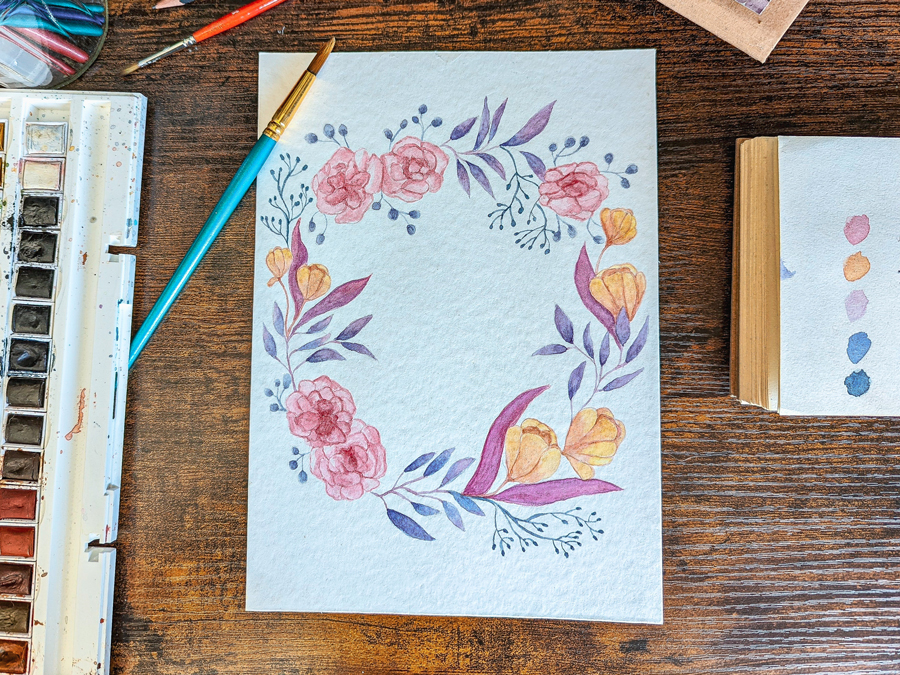 aquarelle-4 aquarelle-couronne-fleurs