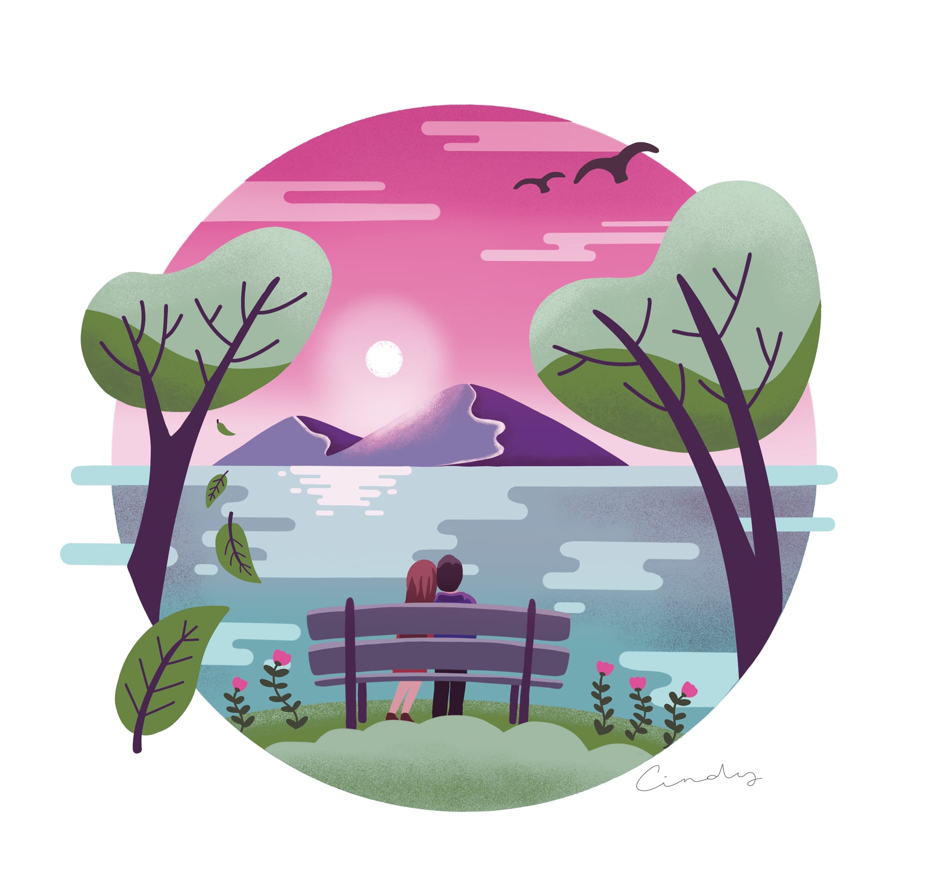 paysage vectoriel illustration rose paysage vectoriel illustration