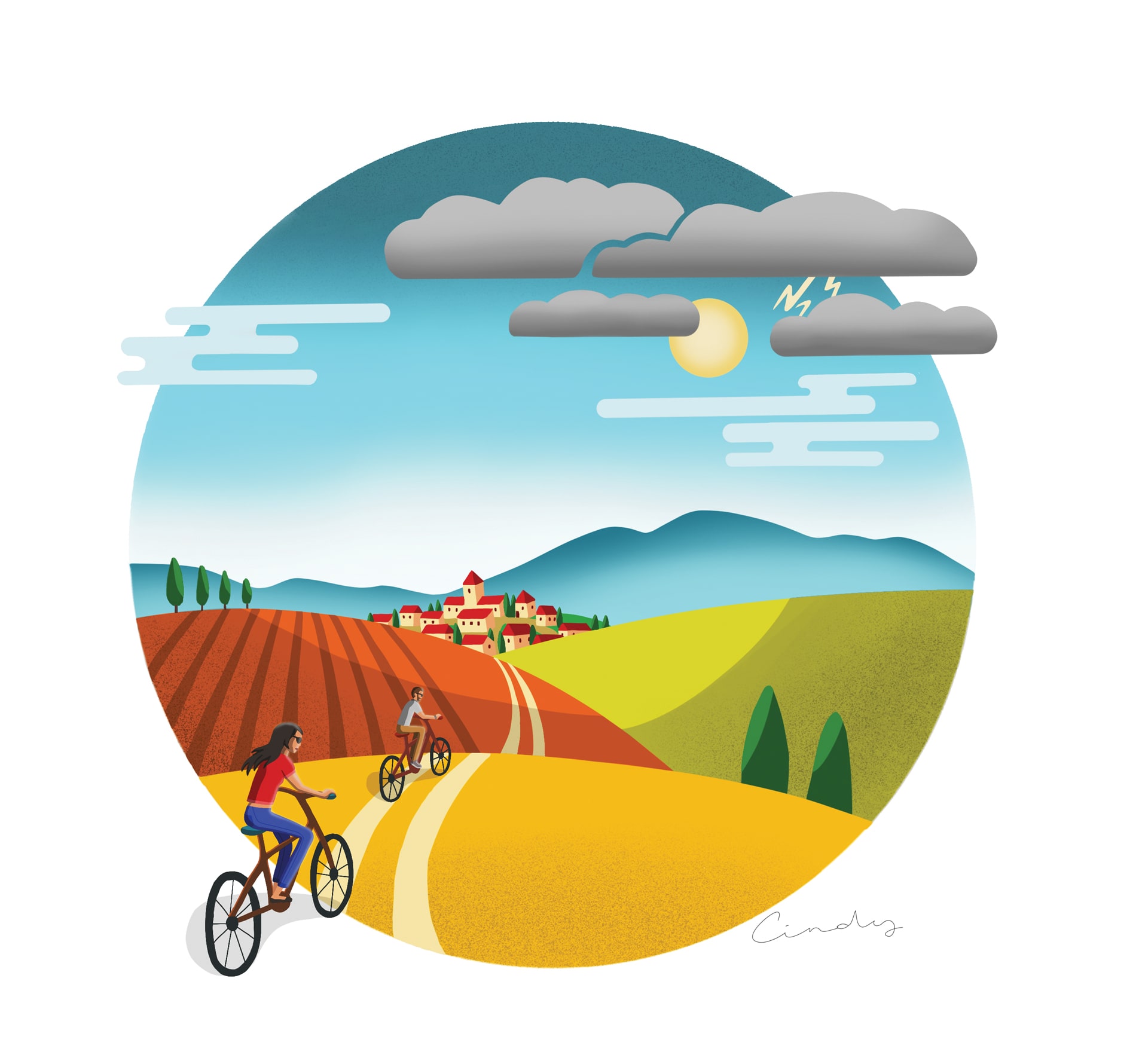 paysage vectoriel illustration vélo paysage vectoriel illustration