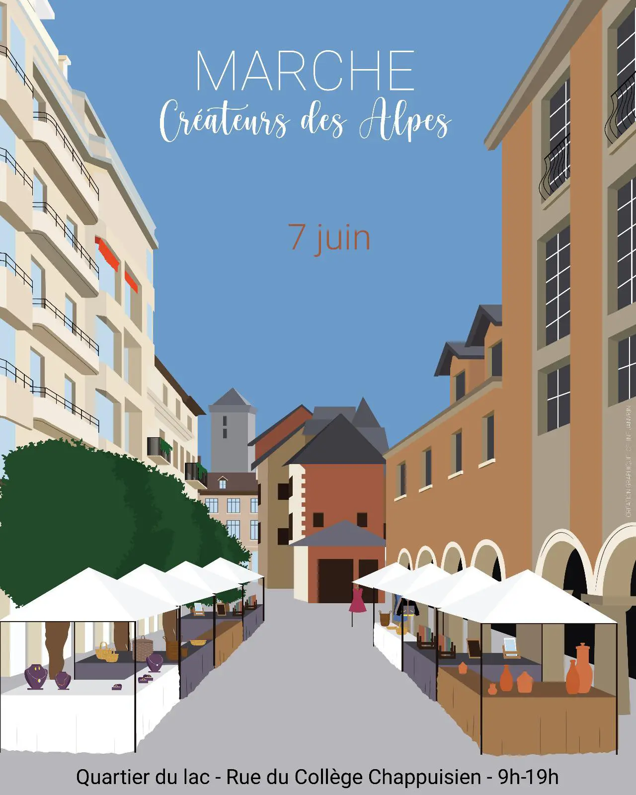 quartier du lac illustration digitale annecy