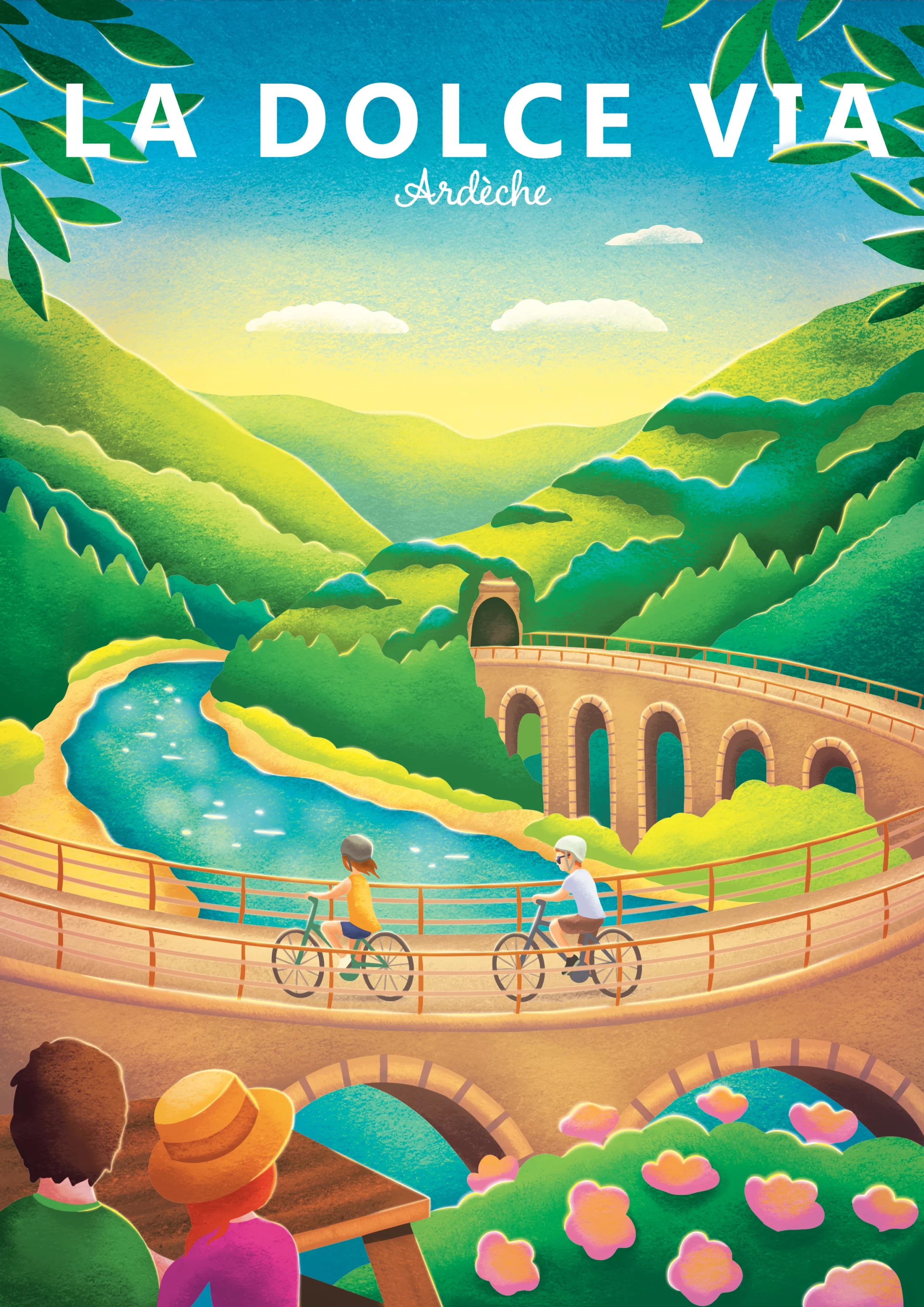 affiche touristique de la Dolce Via en Ardèche